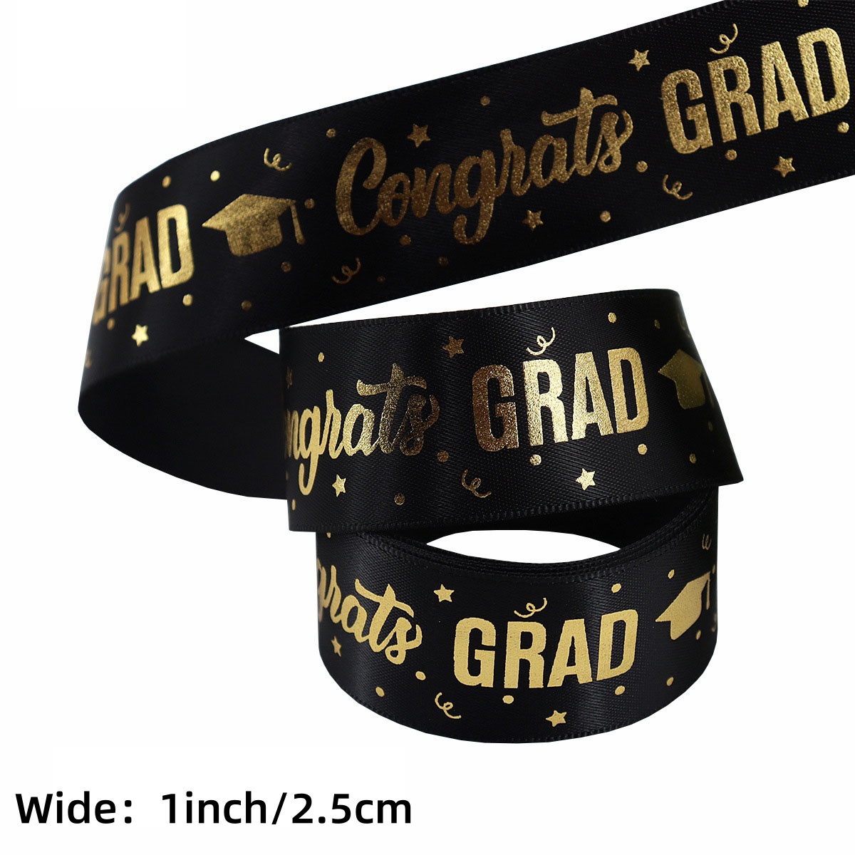 1 Roll，5 Yards Graduation Packaging Ribbon,Decoration Party DlY Bow Ribbon, Graduation Ceremony CampusParty Supplies: black