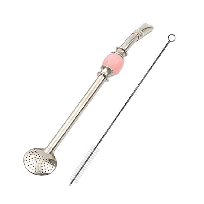 Riutilizzabile Yerba Mate filtro Bombilla di paglia 1 pennello cannuccia in acciaio inossidabile 304 per accessori da tè Mate 1 pz: Pink