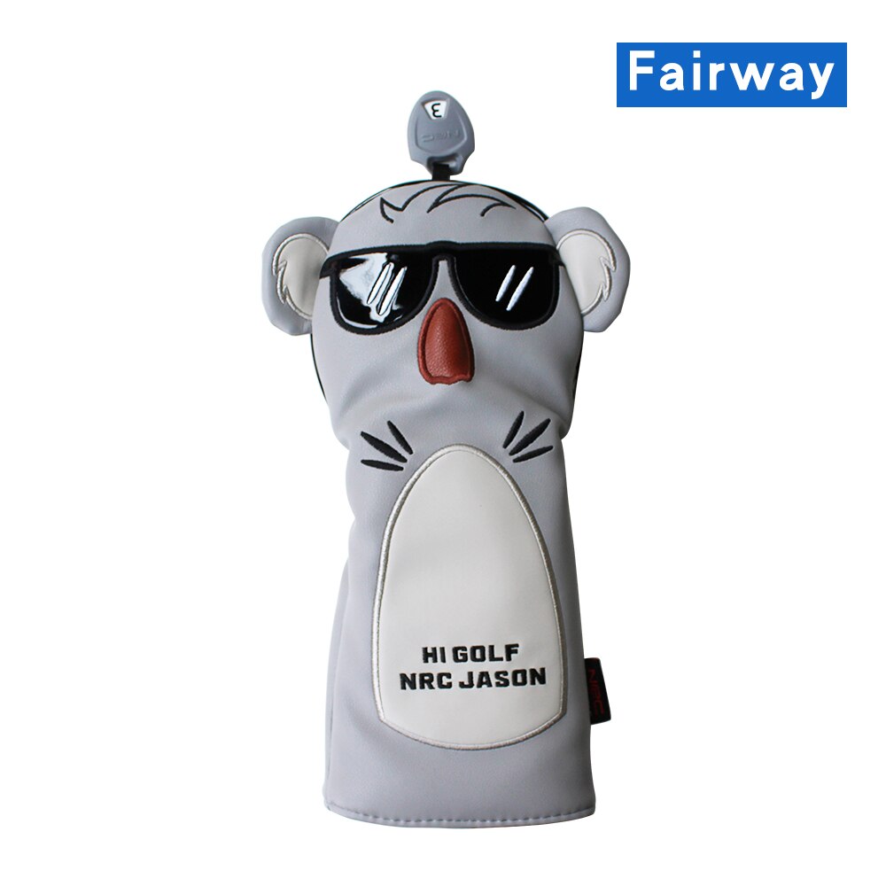 golf Headcover koala Stlye osłona główki kija golfowego dla kierowcy farwater hybrydowy miotacz PU skórzany ochraniacz: For Fairway