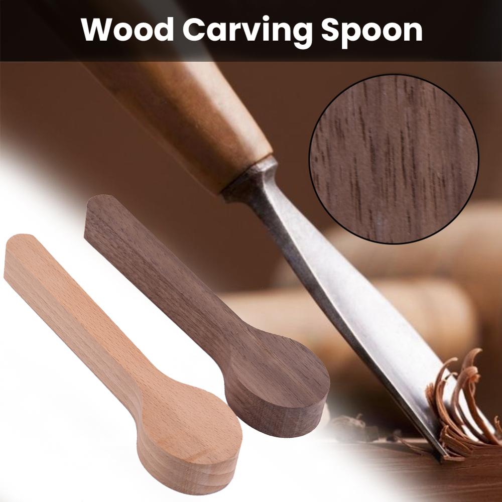 Treskjæring skje blank sett bøk valnøtt uferdig tre håndverk whittling carving kit for nybegynner whittler 35 fp 24