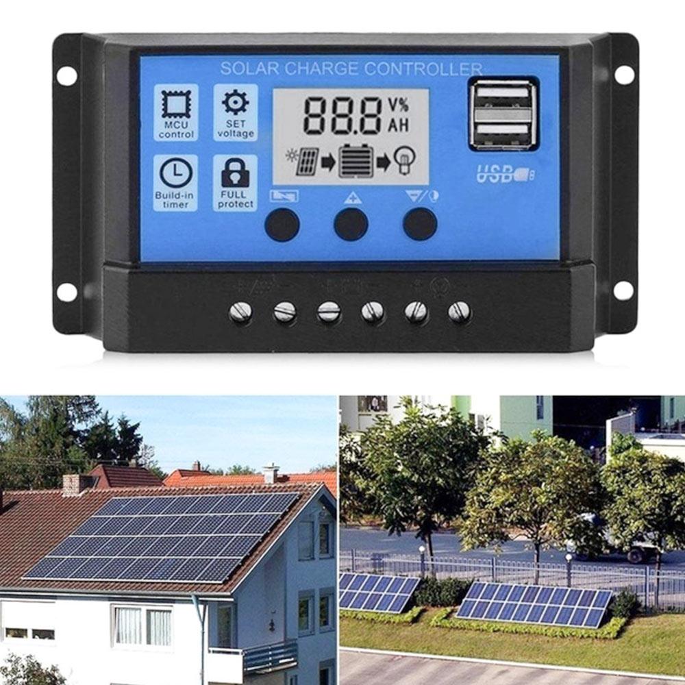12/24V Dual Usb Solar Laadregelaar Boot Pwm Lcd Home Solar Controller 5V/1.2A