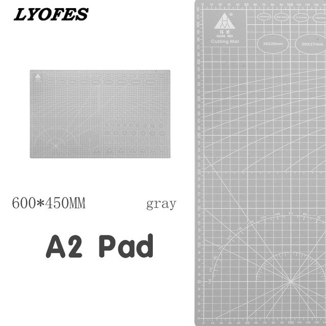 60 * 45cm A2 Cutting Board Grid Line Self-healing Cutting Board Craft Card Multi-color Double-sided Desktop Cutting Pad: light grey