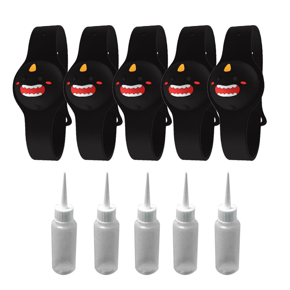 1/5PCS Dispensador Gel Hidroalcoholico Portatil Smile Liquid Wristband Dispenser Handwash Gel Sanitizing Bracciale Disinfettante: F