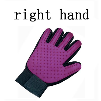 Pet Dog Grooming Glove Silicone Cats Brush Comb Deshedding Hair Gloves Dogs Bath Cleaning Supplies Animal Combs Massage Gloves: right purple
