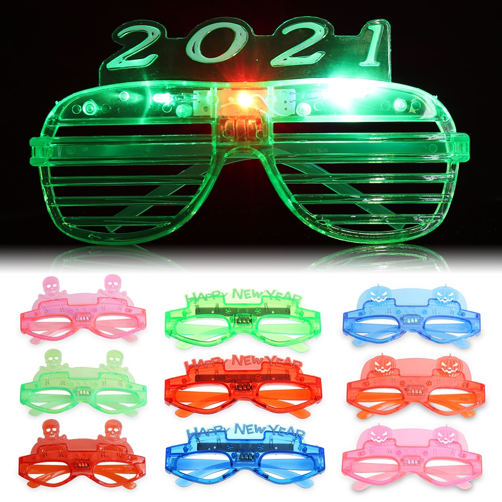 1pcs Flashing Led Glasses Halloween Christmas Glasses Luminous Light Up Glowing Eye Wear Bar Birthday Party Year