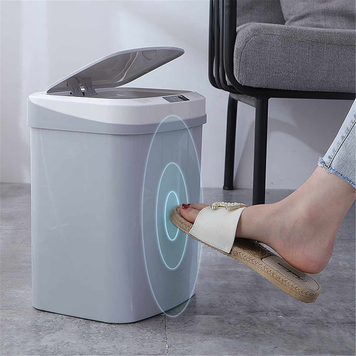 15L Automatic Smart Sensor Dustbin PP Plastic Kitchen Bedroom Energy-Saving Intelligent Sensor Trash Can Household Merchandises
