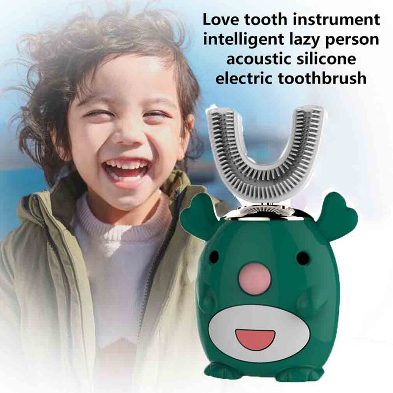 Oplaadbare Elektrische Tandenborstel Automatische 360 Graden Ultrasone Zachte Siliconen Elektrische Kinderen Tandenborstel