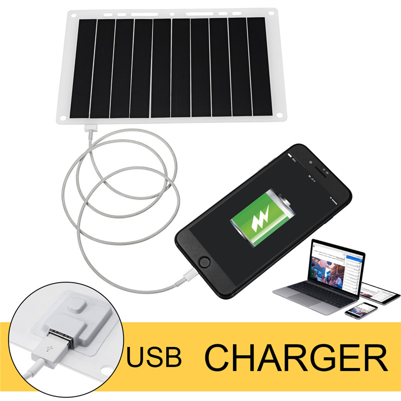 5V 10W portátil Ultra delgado monocristalino silicio USB Panel Solar cargador al aire libre Placa de carga Solar