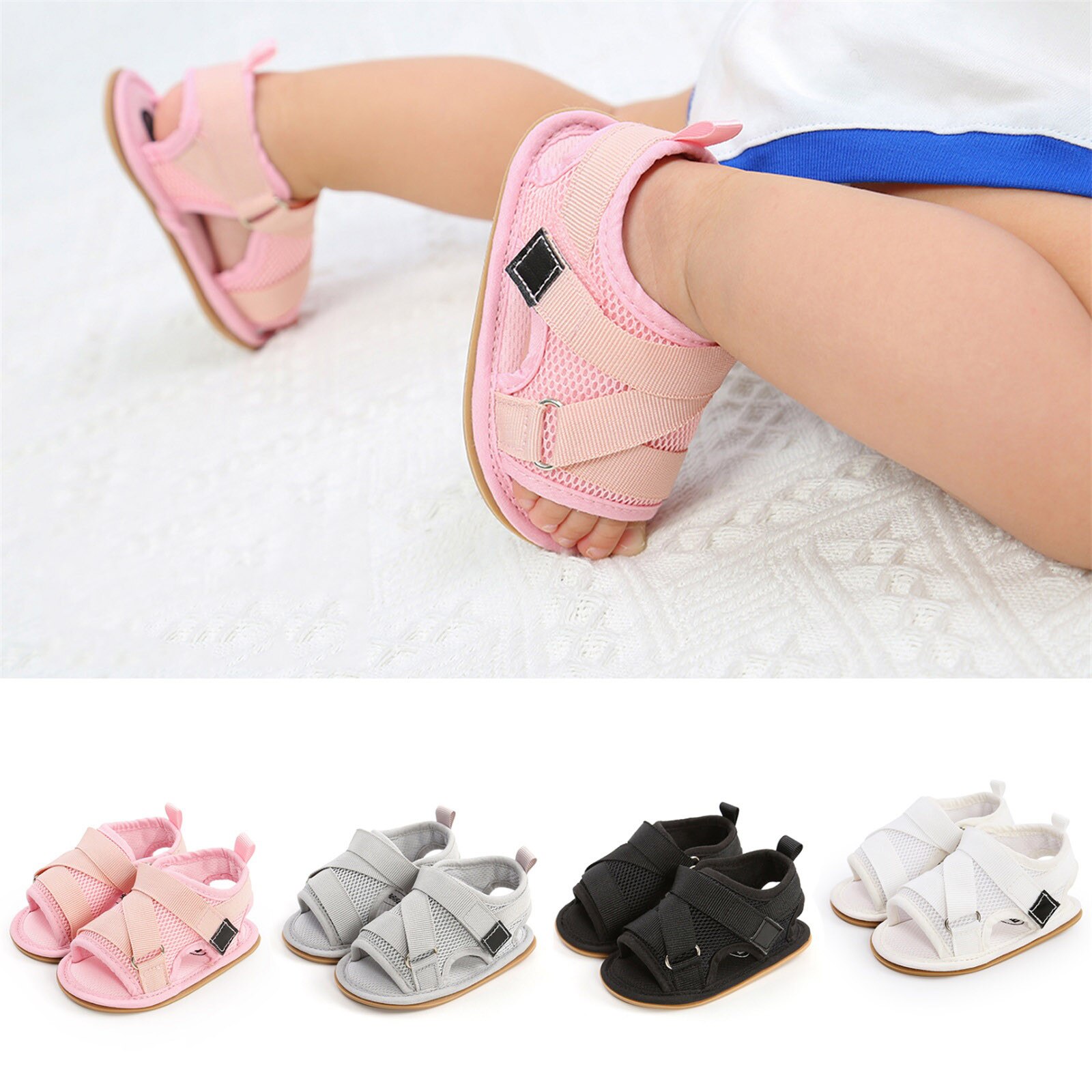 0-18 Month Toddler Crib Shoes Kids Boys Girl Baby Paste Soild Soft Sole Barefoot Non-Slip First Walkers Prewalker Sandals