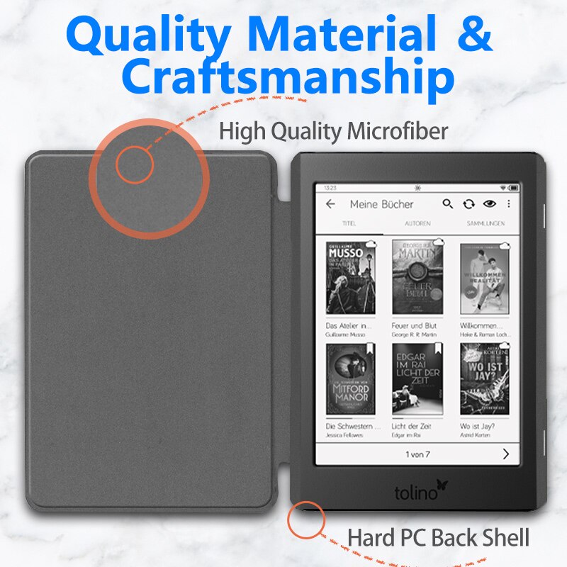 Funda magnética para Tolino Page 2, funda protectora delgada para E-book de 6 pulgadas para Tolino E-book, soporte de piel