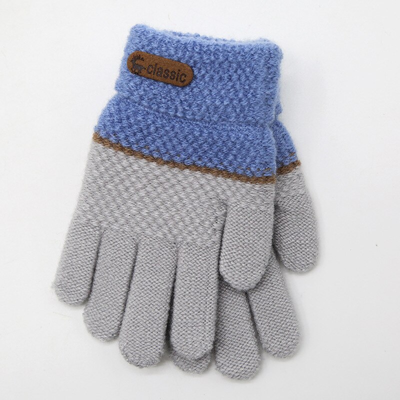 Herbst Winter Weiche Gestrickte Baby Handschuhe Warme freundlicher Handschuhe Karikaturen freundlicher Handschuhe Reine Nähte Handschuhe Zubehör 5-7 jahre: Blau grau