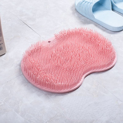 Silikone fodmassage børste brusebad massage badeværelse skridsikker bademåtte fod anti-skrid måtte scrubber: Lyserød 23 x 30cm