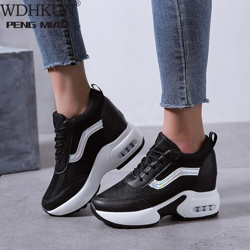 Merk dames lichtgewicht sneakers dames outdoor schoenen met verhoogde hoogte dames ademende comfortschoenen luchtkussen vetersluiting  w5