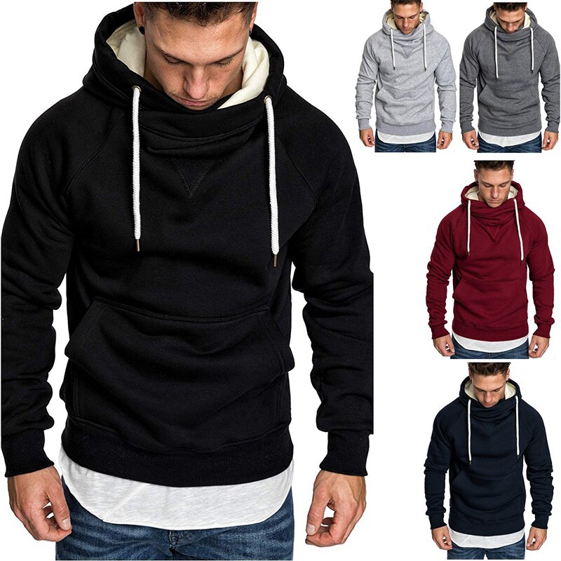 de los hombres con capucha Stand Collar Pullover sudadera de la ropa de los hombres bordado costura de manga larga sudadera de primavera y Autu