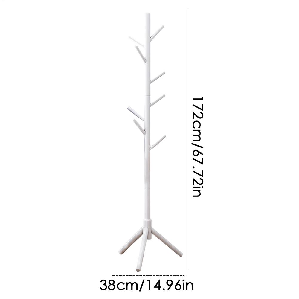 Perchero de árbol de madera para colgar en el suelo, perchero para ropa, soporte para sombrero para dormitorio, estante de secado para muebles para el hogar con 8 ganchos: Blanco