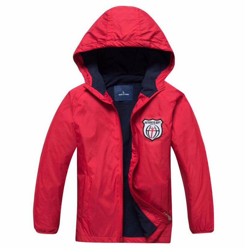Piger vandtæt jakke børns udendørs vindtæt varm vindjakke frakke udendørs camping bjergbestigning hættekappe: Rød