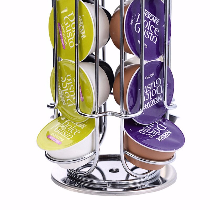 Soporte giratorio para cápsulas Nescafé Dolce Gusto, estante de almacenamiento de Metal, 24 tazas