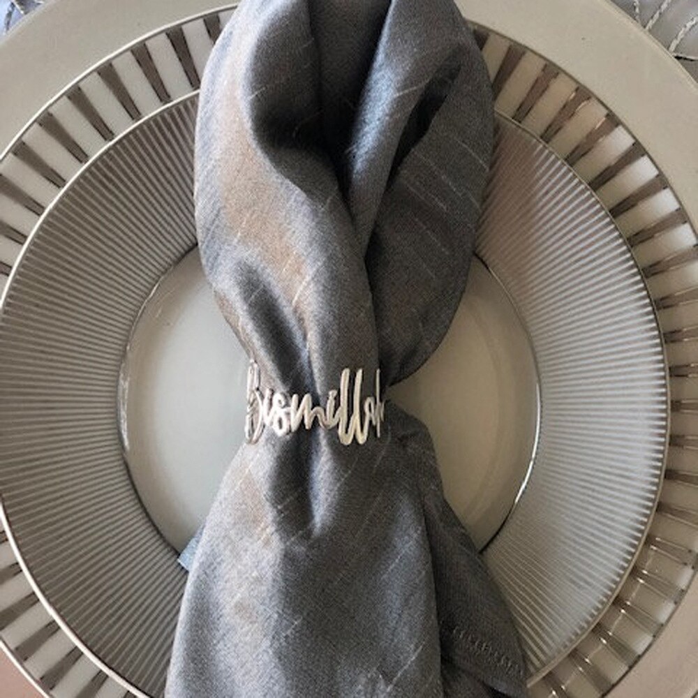 6/Pcs Engels Brief Bismillah Servetring Hotel Restaurant Familie Tafelblad Ornamenten Spot