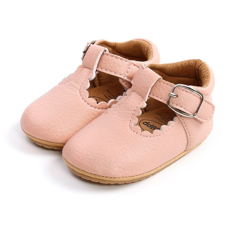 Spring T-bar Baby Shoes Pu Leather Hard Sole Newborn baby Moccasins Shoes infant Leopard baby Prewalker Non-slip Firstwalkers: pink / 3 (13-18months)