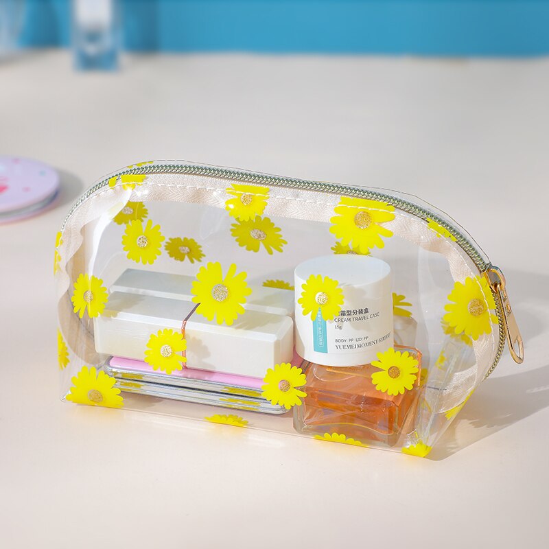 Brivilas blomster gennemsigtig kosmetiktaske kvinder pvc rejseopbevaring make up tasker vandtæt bærbar toilettaske pige