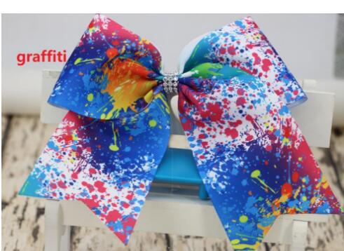 8 pulgadas arcoíris de papel Mermaid Cheer Bow Cheerleading Dance moño para cabello con banda de goma accesorios para el cabello