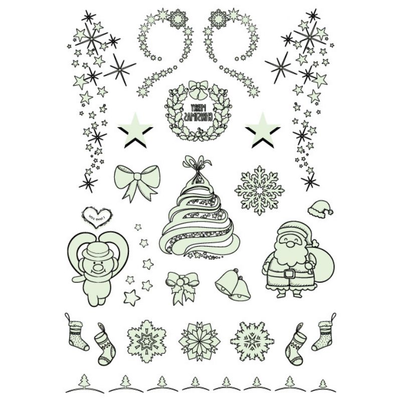 Julelysende midlertidige tatoveringsmærkater til festbørn vandtæt juledekorationer årindretning: C
