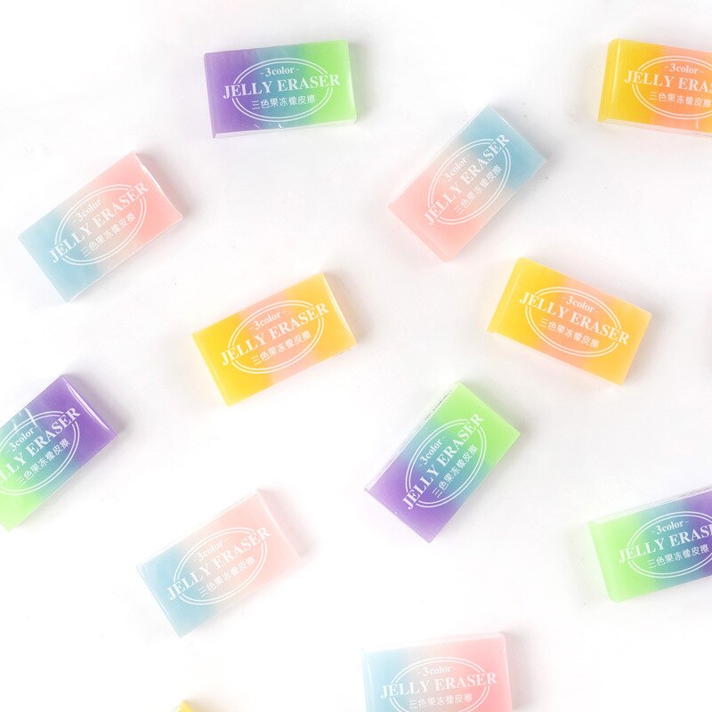 Cute Gradient Jelly Rubber Eraser Primary Student Prizes Promotional Stationery School Supplies Erasers for Kids