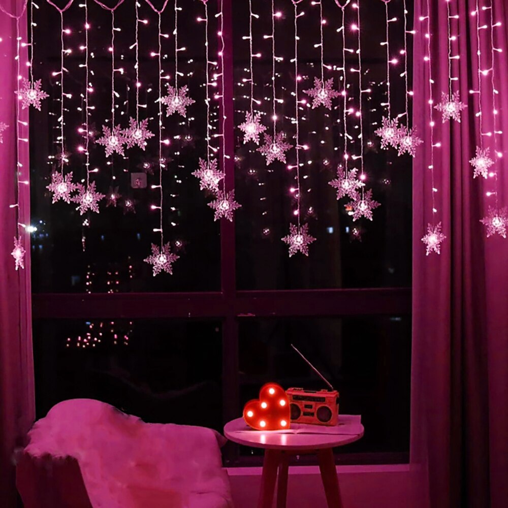Kerst Sneeuwvlokken Led String Lichten Knipperende Lichten Gordijn Licht Waterdicht Party Fairy Light Met Aansluitbaar Wave