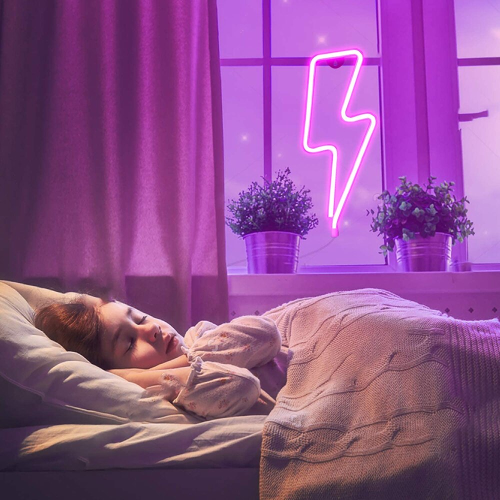 Kühlen Blitz Neon- Zeichen freundlicher Schlafzimmer Zauberstab Dekoration Blau Rosa verrotten warm Weiß Blitz bilden LED Lampe Büro Spielen Zimmer dezember
