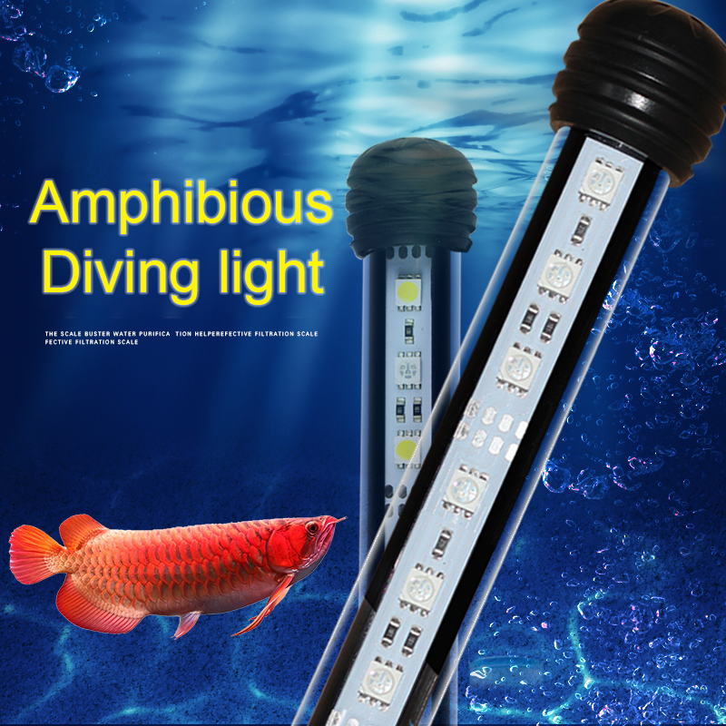 LED Aquarium Fish Tank Light Waterproof Bubble Pump Bar Light 19/29/39/49CM Underwater Aquarium Lamp Aquariums Decor Lighting EU
