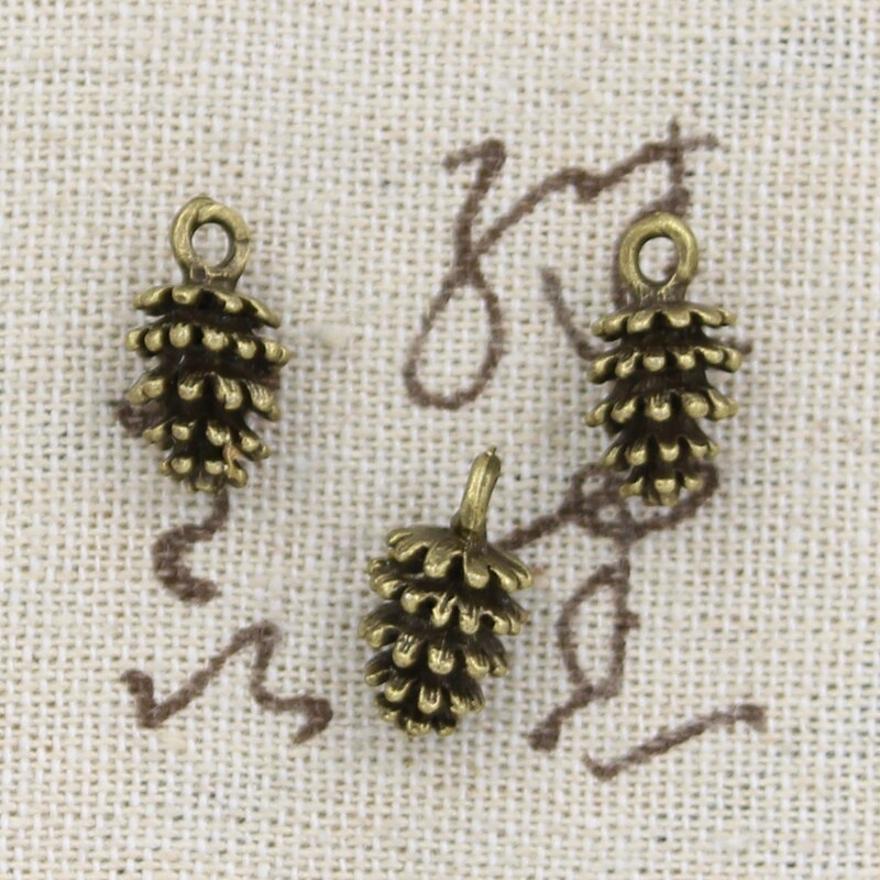 8 Pcs Charms Dennenappel 15X8 Mm Antieke Maken Hanger Fit, Vintage Tibetaanse Brons Zilver Kleur, diy Handgemaakte Sieraden: Antique Bronze Plated