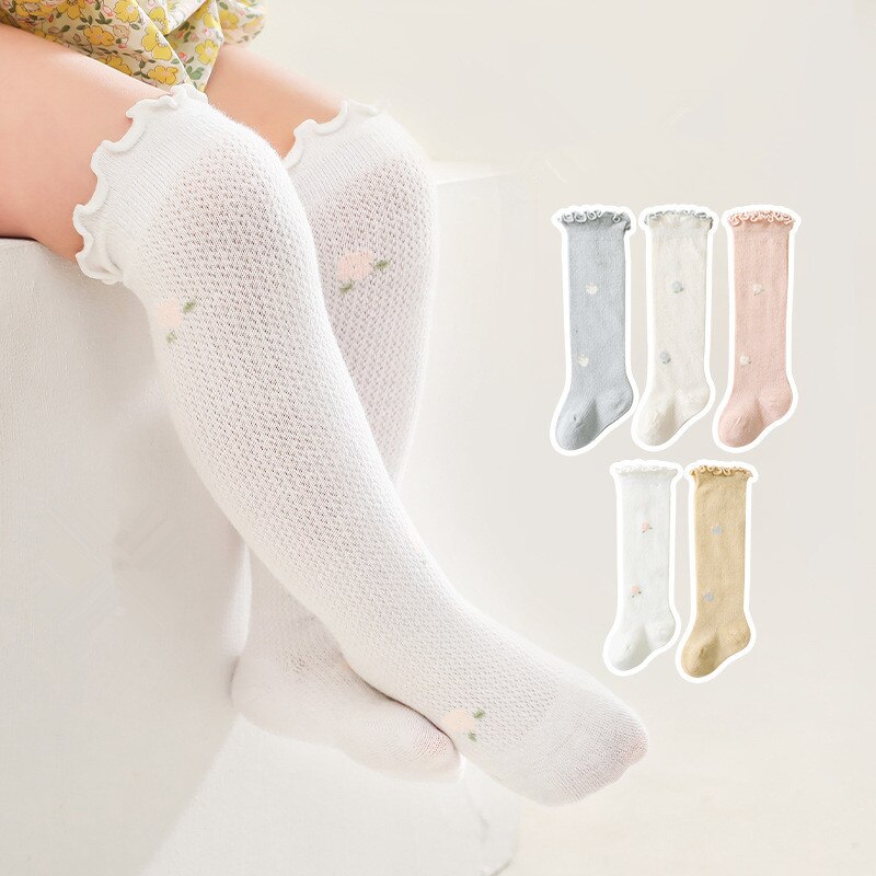 2Pairs 0-3Y spring and summer breathable baby socks combed cotton boys and girls newborn socks
