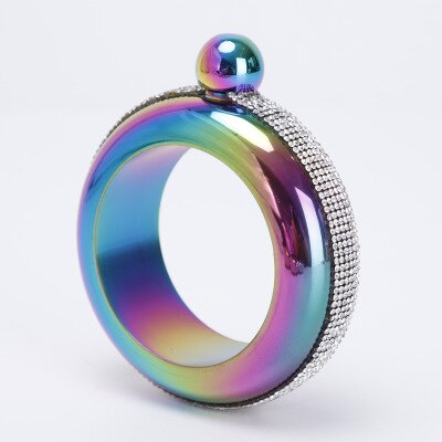 DEOUNY Bracelet For Alcohol Hip Flask Handmade Silver Crystal Lid Bangle Wine Bridesmaid Christmas Party Hidden: colorful