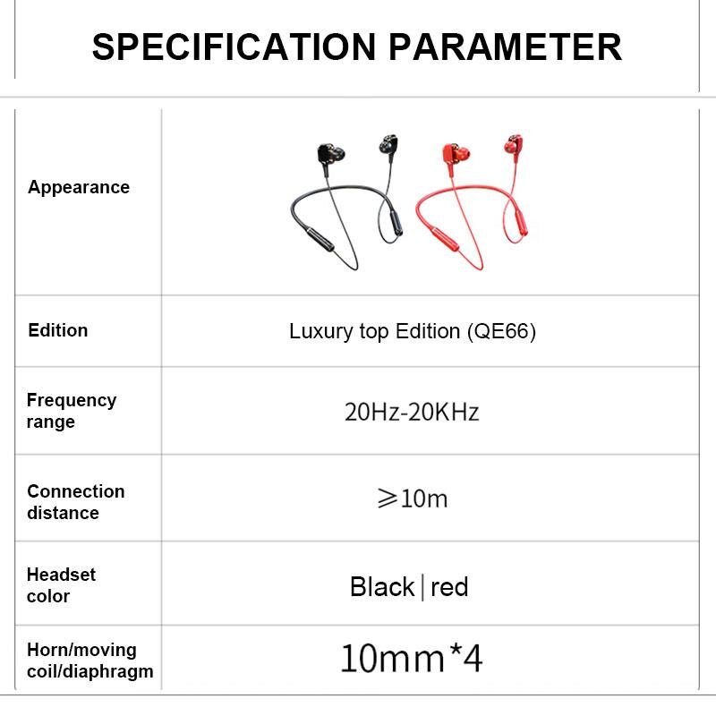 Lenovo QE66/XE66 Bluetooth 5.0 Headphones - Quad Speaker Stereo, Magnetic Neckband, Sport In-Ear