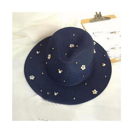 2018 Nuove Donne di Estate All'aperto Cappelli da Sole Solido Grande di Paglia Tesa Traspirante Cappello di Snapback Regolabile Della Perla di Modo Tappo Superiore Per della signora