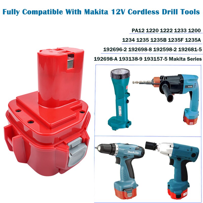 3500mAh Replacement for Makita 9.6V Battery Ni-MH Rechargeable Battery for Makita 9122 9120 6222D 6203D 6260D 6226D 192595-8 L7