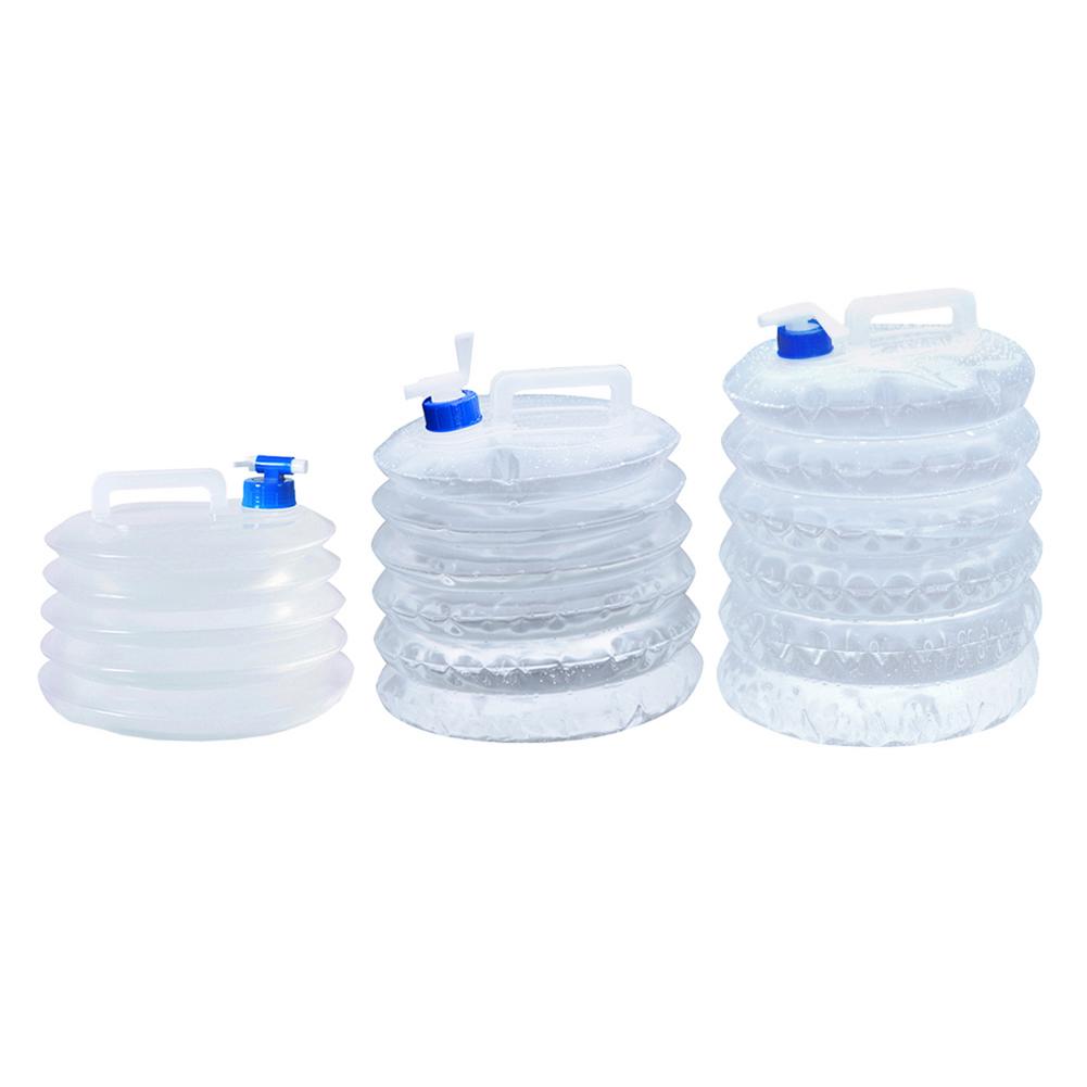 Contenedores de agua portátiles, cubo de agua plegable para acampar al aire libre, bolsa de almacenamiento de plástico, cubo de agua potable para acampar
