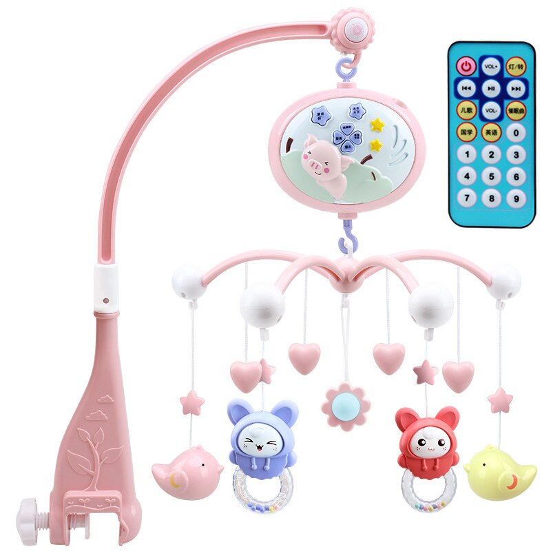 Baby Speelgoed Wieg Mobiles Rammelaars Muziek Educatief Speelgoed Bed Bel Carrousel Voor Babybedjes Projectie Zuigeling 0-12 Maanden Roze: Default Title