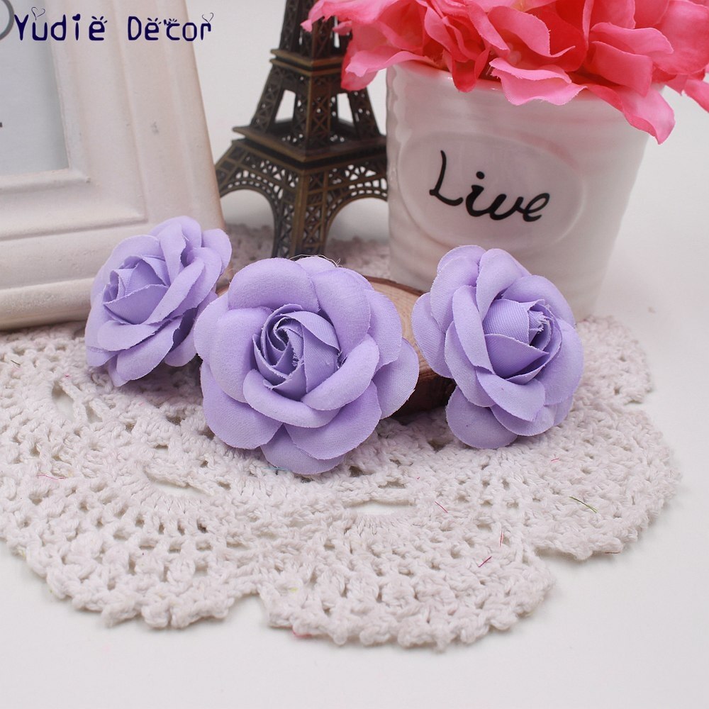 10 Stks 5 cm Zachte Zijde Mooie Rose Voor Bruiloft Thuis Kerst Decoratie Kunstmatige Fowers Craft DIY Hoeden Kleding Accessoires: Paars