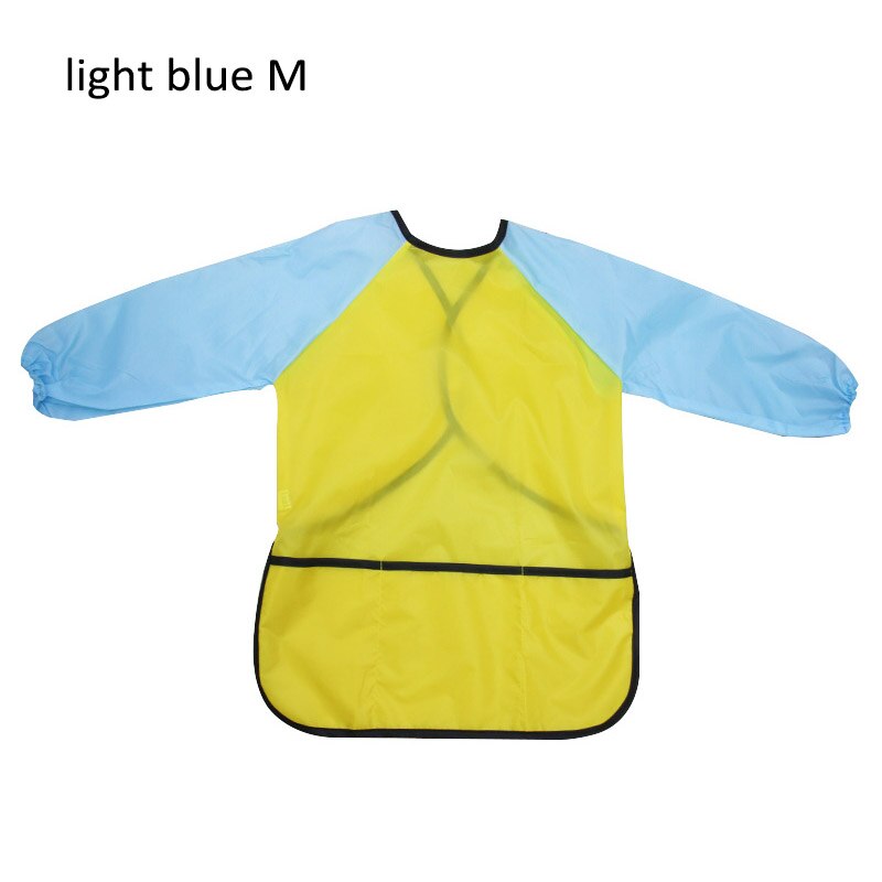 Unisex Waterproof Art Aprons Smock Nylon Long Sleeve Kids Painting Shirt Paint Apron Girl Boy School Painting Accessory: light blue M