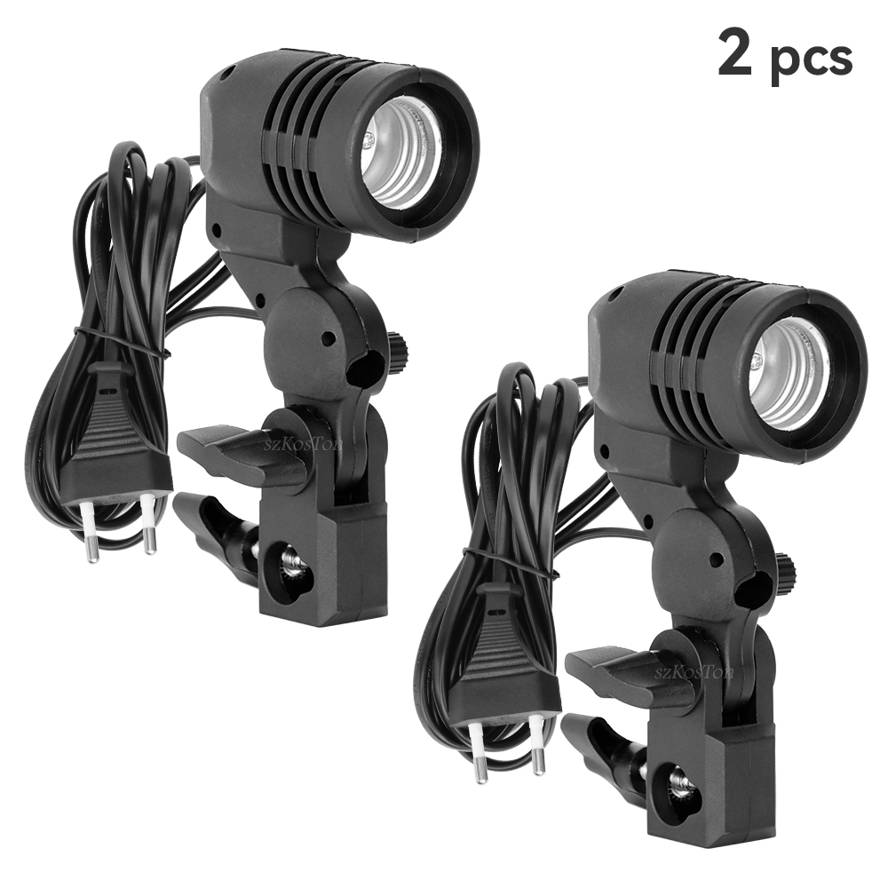Suporte de lâmpada de cabeça única e27 soquete flash guarda-chuva suporte foto iluminação suporte de lâmpada para estúdio fotografia acessórios eua ue: Preto