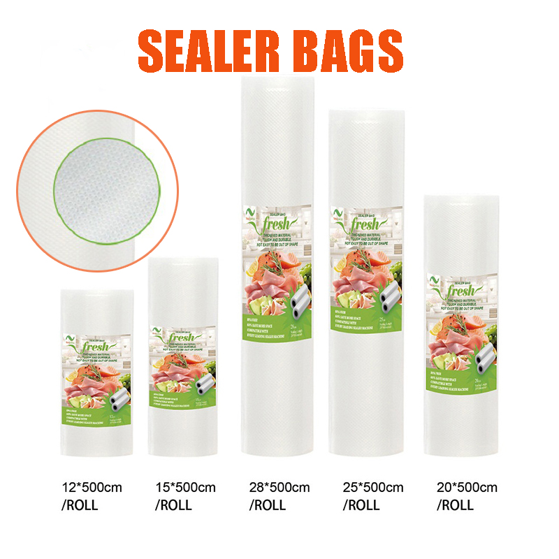 Vacuum Bags for Food Vacuum Sealer Food Fresh Long Keeping 12+15+20+25+28cm*500cm Rolls/Lot Bags for Vacuum Packer
