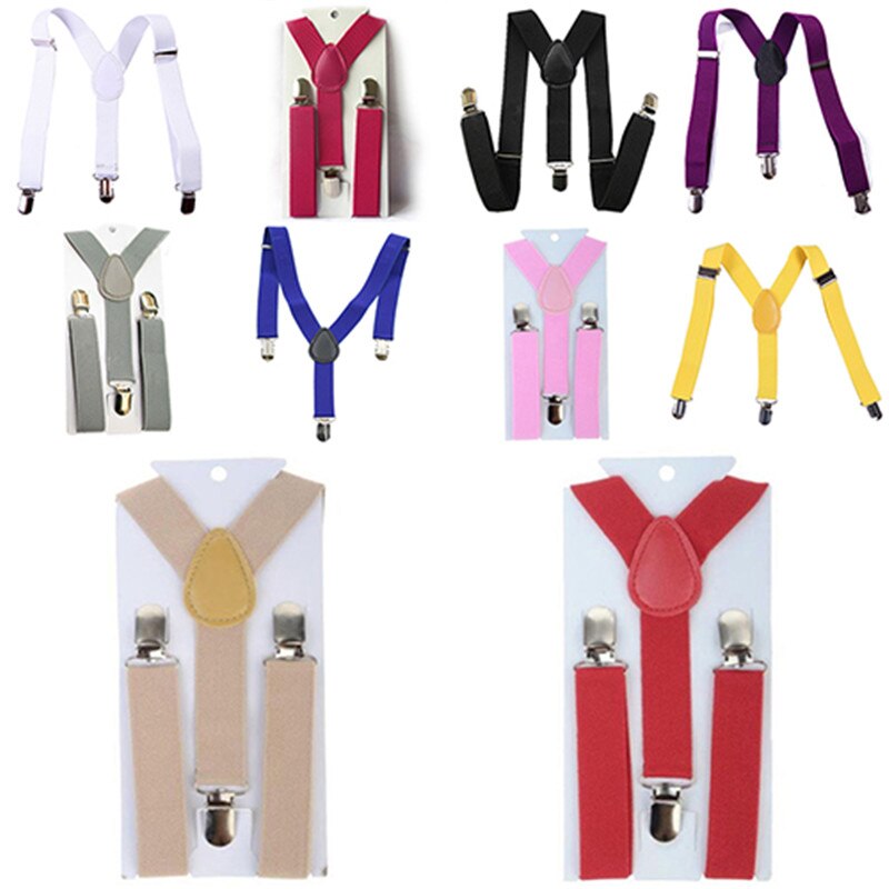 16- kleurige verstelbare baby y-rug bretels met clip, elastische bretels voor kinderen met accessoires voor bruiloftsstropdassen
