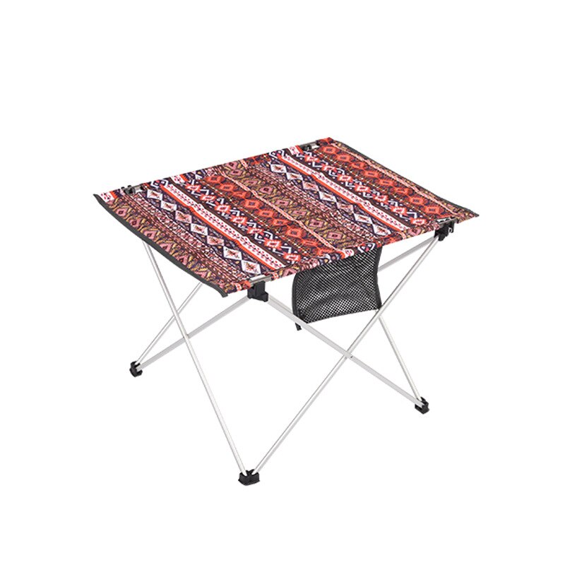 Ultralet udendørs camping sammenfoldeligt bord fiskeri vandreture picnic letvægts rejse aluminiumslegering bbq bærbart rullebord: Rødt mønster