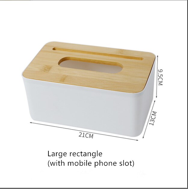 Bamboo wood tissue box simple living room household paper box napkin box remote control storage box roll tray: Large rectangular