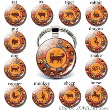 12 Sterrenbeeld Foto Sleutelhanger Rat Os Hanger Glas Cabochon Sieraden Mode Constellatie Sleutelhanger Auto Sleutelhanger Vrouwen Beste Cadeaus