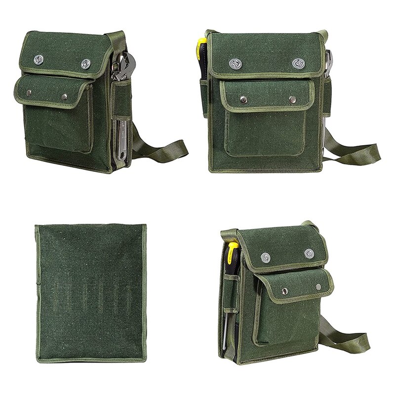 ! Canvas Tool Bag, Shoulder Strap Small Tool Pouch, Maintenance Lineman Garden Wrench Screwdriver Organizer Bag