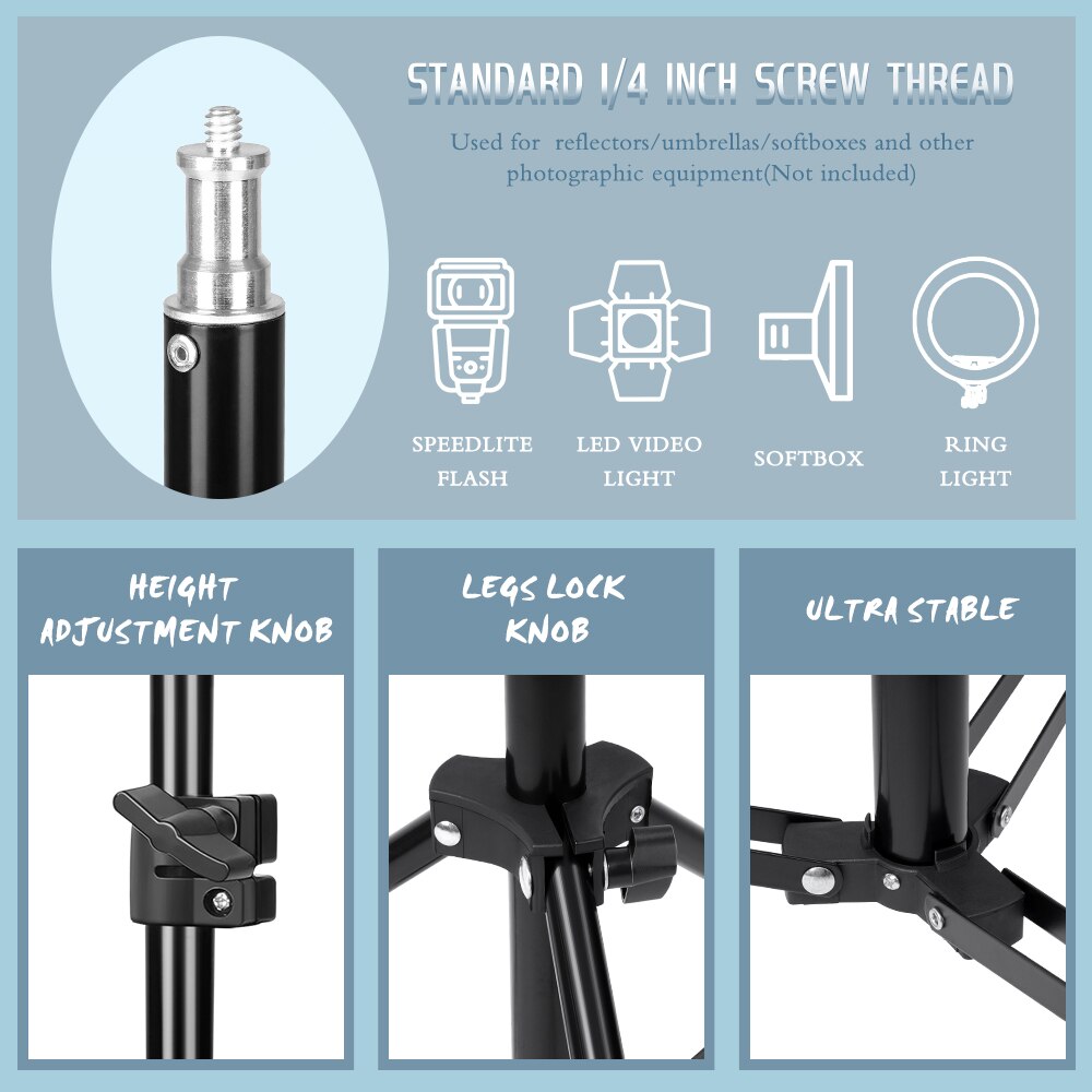 37/68/100/150/1901/4 Screw Head Photography Selfie Portable Light Tripod Stand Trepied Smartphone For Mini Photo Studio