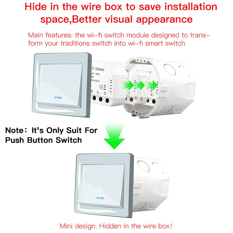 2 manier Wifi Smart Light LED Dimmer Diy Breaker Module Smart Leven/Tuya APP Afstandsbediening Werkt met alexa Echo Google Thuis