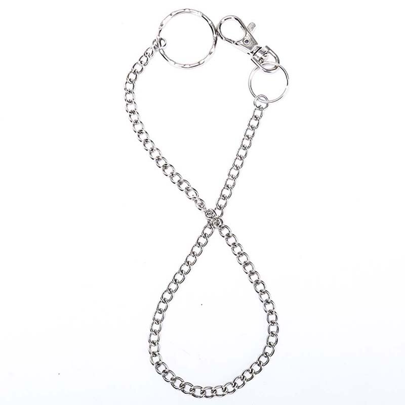 1 stk 38cm metal pung bælte kæde rock punk bukser hipster buks jean nøglering sølv ring klip nøglering herre hiphop smykker